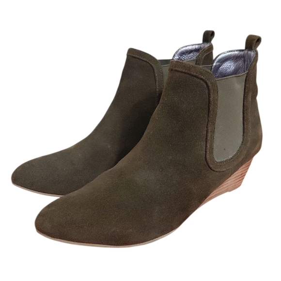 Anthropologie Pilcro and the Letterpress Green Suede Ankle Boot Size 8 Booties - Picture 9 of 9